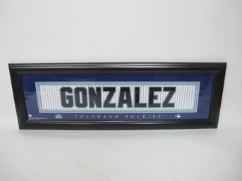 Official Colorado Rockies 'GONZALEZ' Framed Nameplate Art - MLB Collectible