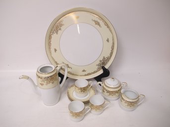 Vintage Noritake China Tea Set - Elegant Gold Trim, Hand-painted Floral Design