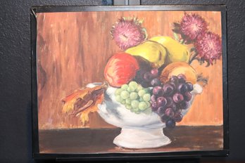 Vibrant Vintage Still Life Painting - Unknown Artist, Classic Fruit Bowl Composition