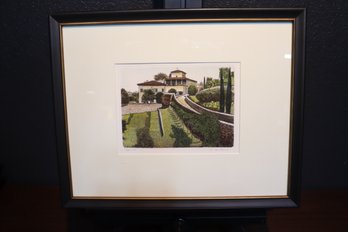 Charming Vintage Limited Edition Tuscan Landscape Print  Idyllic Italian Villa, Signed And Numbered, Framed