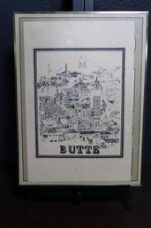 1974 Christy McGrath 'Butte Montana' Detailed Cityscape - Artist Enhanced Edition 1982