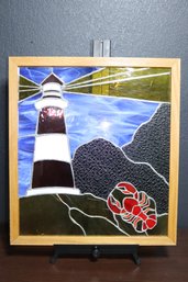 Maritime Beacon Of Serenity - Handcrafted Stained Glass Lighthouse Artwork Vintage REVIEW PHOTOS FOR CONDITION