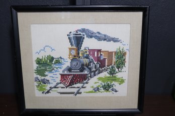Classic Railroad Charm: 1950s McCall's 1683 Cross Stitch Train Artwork