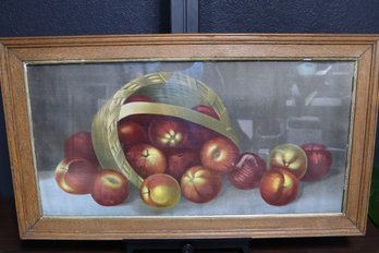 Antique 1906 'Basket Of Apples' Still Life Print By Henri Le Roy - Framed Vintage Artwork