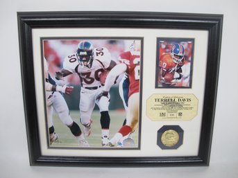 Limited Edition Terrell Davis 'Mile High Salute' Framed Autograph With 24K Gold Medallion