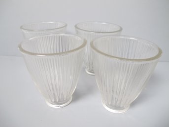 Set Of 4 Ribbed Glass Lamp Shades