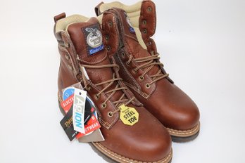 Georgia Boot Comfort Core Leather Work Boots, Size 9W, Steel Toe, Electrical Hazard Safe