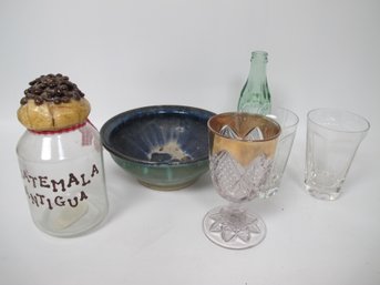 Mixed Decorative Glassware & Pottery Lot  Assorted Collectibles