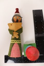 Nostalgic Vintage Hand-Painted Wooden Christmas Caroler & Lighthouse Figurine Set  Mid-20th Century Holiday C
