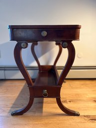 Vintage French Providential Side Table Dovetail Joints With Brass Fixtures