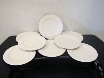 Set Of 8 Homer Laughlin 'Seville' 8.5' White Dinner Plates  Classic Simplicity