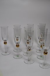 Set Of 10 Mid-Century Modern Inspired Stemware With Gold Accents