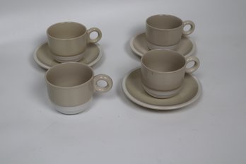 Vintage Korean Porcelain Espresso Cup Set, Beige Minimalist Design, Collectible Tableware