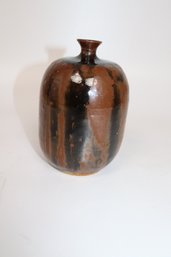 Rustic Hand Thrown Brown Ceramic Vase - A Vintage Treasure