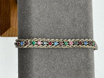 1970s Yechang Designer Dainty Tennis Bracelet With Multicolor Stones