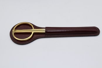 Vintage Solingen 'Seehund' Brass & Leather Scissor Set With Case