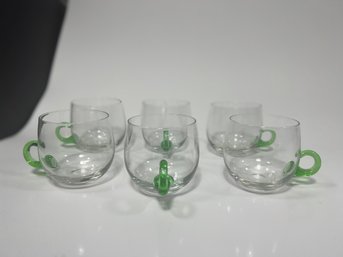 Vintage Sussmuth Set Of 6 Green Handle Glasses