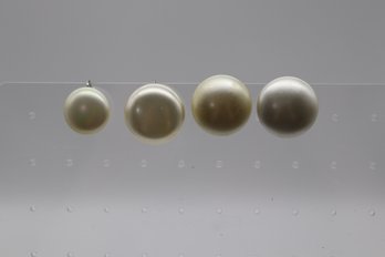 Assorted Vintage Button Clip-On Earrings With Varied Pearlescent Finishes