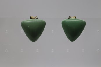 Vintage Art Deco Style Green Triangle Stud Earrings
