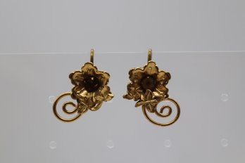 Enchanting Floral Motif Gold-Tone Metal Earrings