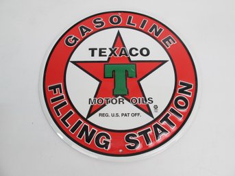 Texaco Gasoline Filling Station Porcelain Sign - Classic Red & Green Round Display