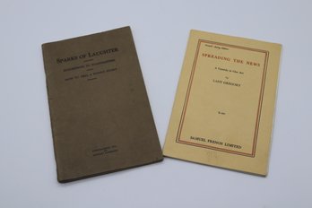 Antique Comedy Book Duo: 'Sparks Of Laughter' 1931 & 'Spreading The News' By Lady Gregory