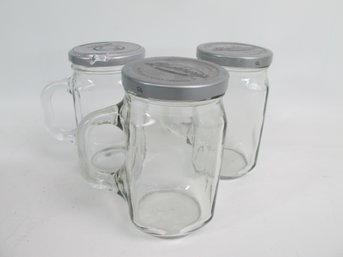 Set Of 3 Blackburn's Glass Syrup Jars With Handles & Lids - Retro Texas Style