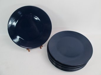 Classic Set Of 7 Dark Blue Dinner Plates - Elegant, Durable Dining Essentials