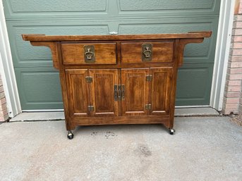 Vintage Bar Table With Brass Top