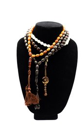 Vintage Black, Amber, And Tortoise Tone Prayer Beads - Set Of 3, Not Necklaces