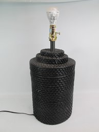 Black Woven Rattan Table Lamp Base - Modern Rustic Lighting Accent