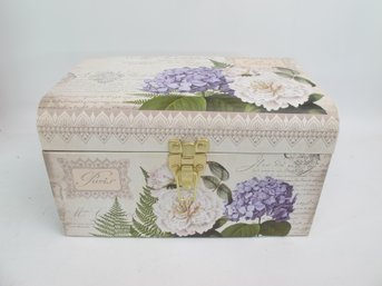 Decorative Paris-Inspired Keepsake Box With Floral Motif And Rope Handles