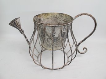 Rustic Vintage Metal Watering Can Planter - Weathered Decorative Garden Accent