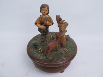 Thorens Swiss Music Box - 'Tales Of Vienna Woods' Hand-Carved Wood Figurine