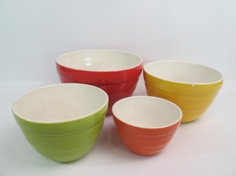 Crate & Barrel Colorful Ceramic Mixing Bowl Set Of 4 - Made In Portugal