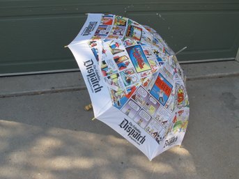 Fun Comic Strip Umbrella With Wooden Handle  Classic Newspaper Print Design