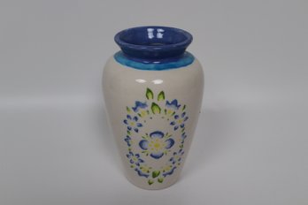 Enchanting Hand-Painted Ceramic Vase With Floral Motif - A Delightful Collector's Piece