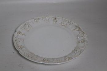 Vintage Ceramic Plate With Embossed Grapevine Design