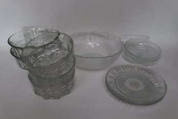Set Of Assorted Vintage Pressed Glass Bowls And Plates - Clear Glass Collection