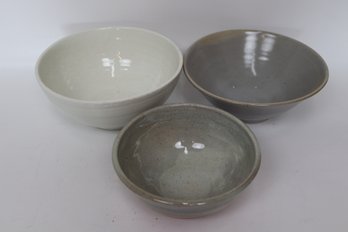 Collection Of 3 Handcrafted Ceramic Bowls - Rustic And Elegant