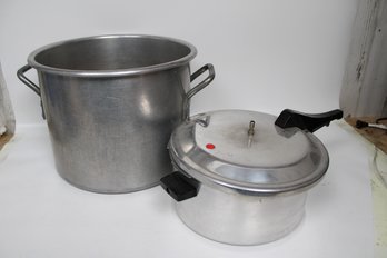 Aluminum Stockpot And Mirro Brand Pressure Cooker Combo - Essential Cooking Set