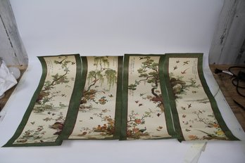 Vintage Oriental Birds Scroll Art Prints - Exquisite 12' X 36' Nature-Inspired Wall Decor