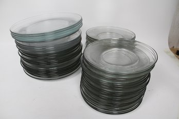 Collection Of 37 Small And 22 Large Clear Glass Plates