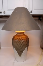 Exquisite Art Deco Style Ceramic And Suede Lamp