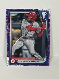 2024 Bowman's Prospects Purple Pattern BP-17 Justin Crawford 127/199 - Philadelphia Phillies