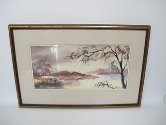 Kay Sharkey Signed Watercolor Landscape Painting - Framed