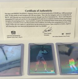 Limited Edition 1992 Lime Rock Hologram Baseball Card Set Of 3 Featuring Ken Griffey Jr. And Craig Griffey