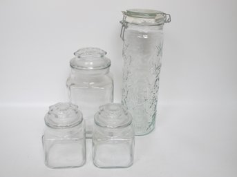 Set Of Four Vintage Glass Storage Jars