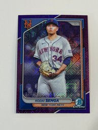 2024 Bowman Chrome #1 Kodai Senga Purple Mojo Refractor 111/250 - New York Mets