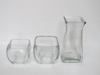 2 Libbey Vases And 1 Mid-Century Modern Art Deco Vase